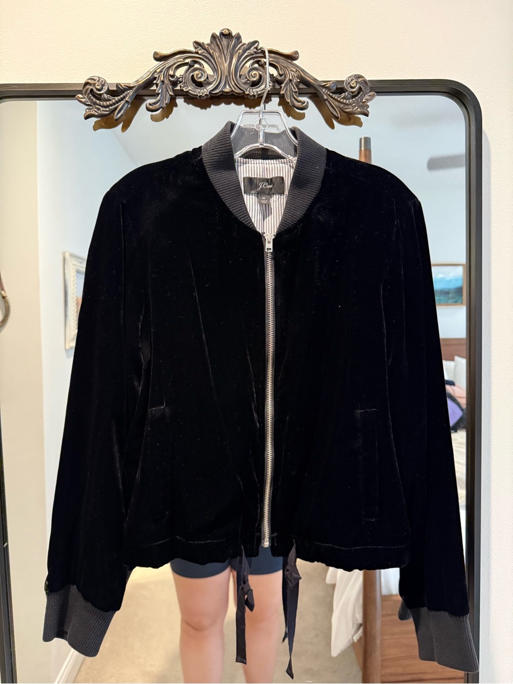 J. Crew Black Velvet Bomber Jacket
